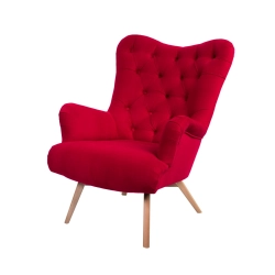 Fotel uszak CHESTERFIELD Czerwony