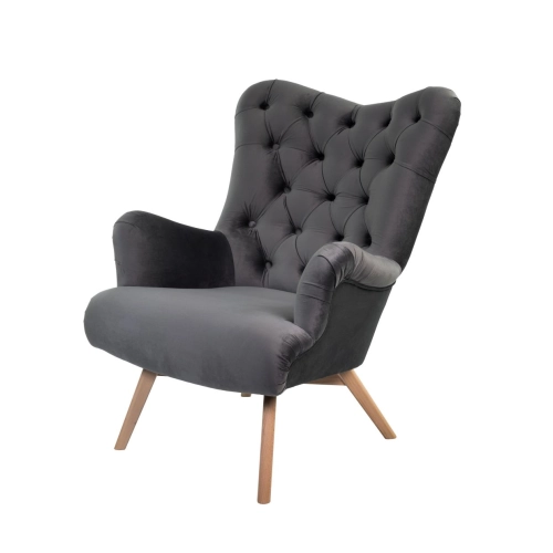 Fotel uszak CHESTERFIELD Grafitowy