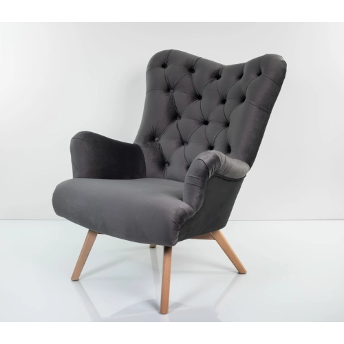 Fotel uszak CHESTERFIELD Grafitowy