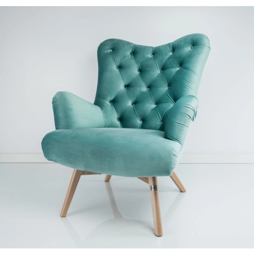 Fotel uszak CHESTERFIELD Mięta Zieleń