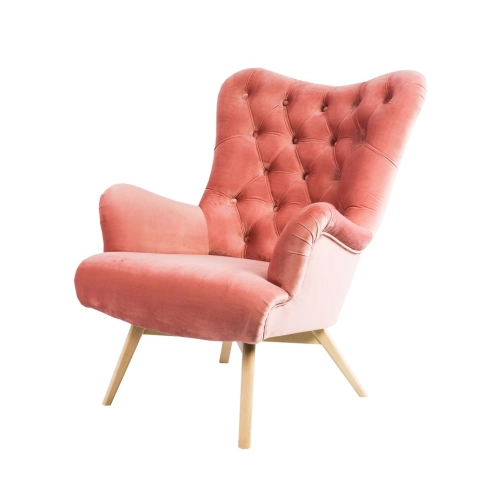 Fotel uszak CHESTERFIELD Pudrowy Róż