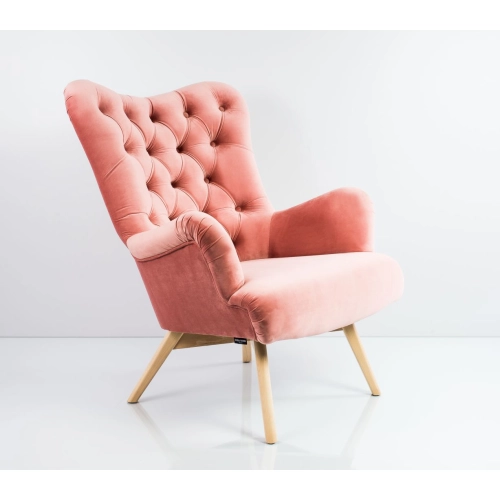 Fotel uszak CHESTERFIELD Pudrowy Róż