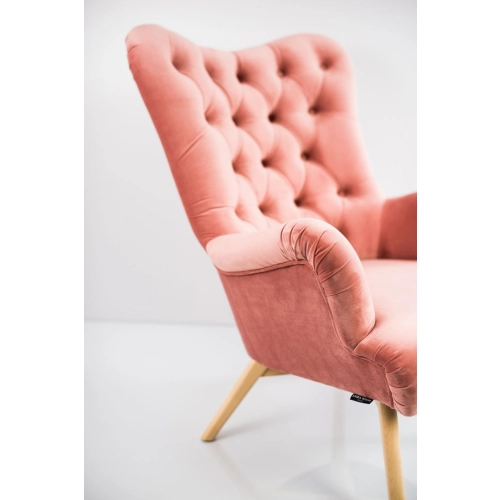Fotel uszak CHESTERFIELD Pudrowy Róż