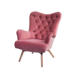 Fotel uszak CHESTERFIELD Pudrowy Róż