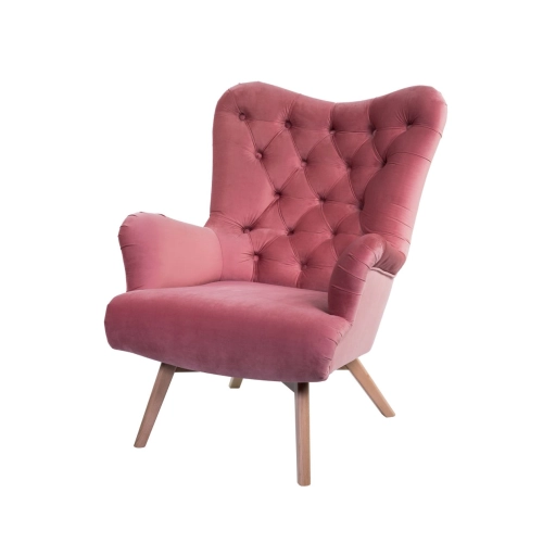 Fotel uszak CHESTERFIELD Pudrowy Róż