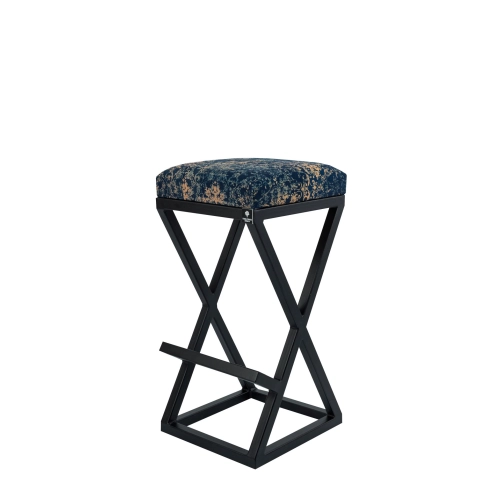 Hoker Tapicerowany Welur Ornament Vintage Granat HP-6