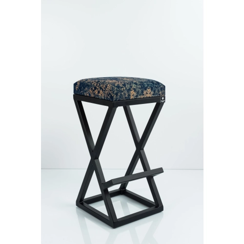 Hoker Tapicerowany Welur Ornament Vintage Granat HP-6