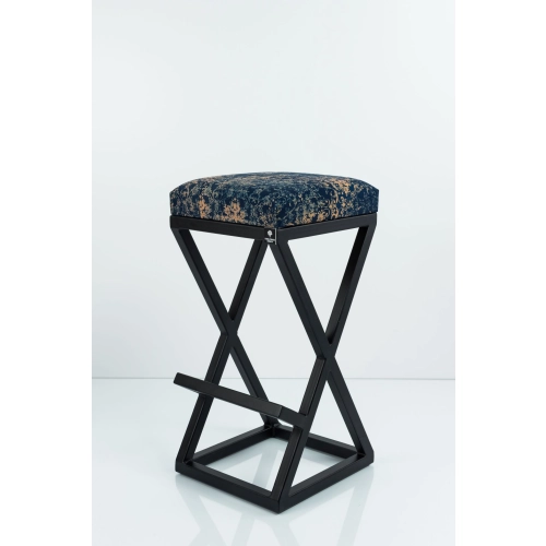 Hoker Tapicerowany Welur Ornament Vintage Granat HP-6