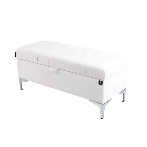 Kufer Pikowany CHESTERFIELD Eko-Skóra Biała / Model  Q-1 Rozmiary od 50 cm do 200 cm