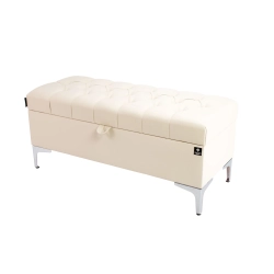 Kufer Pikowany CHESTERFIELD Eko-Skóra Ecru / Model  Q-1 Rozmiary od 50 cm do 200 cm