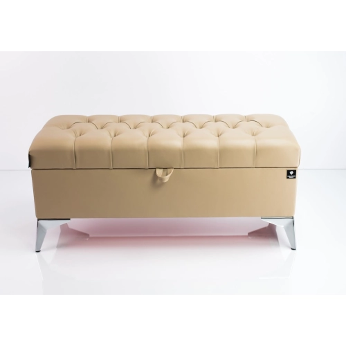 Kufer Pikowany CHESTERFIELD Eko-Skóra Beż / Model Q-2 Rozmiary od 50 cm do 200 cm
