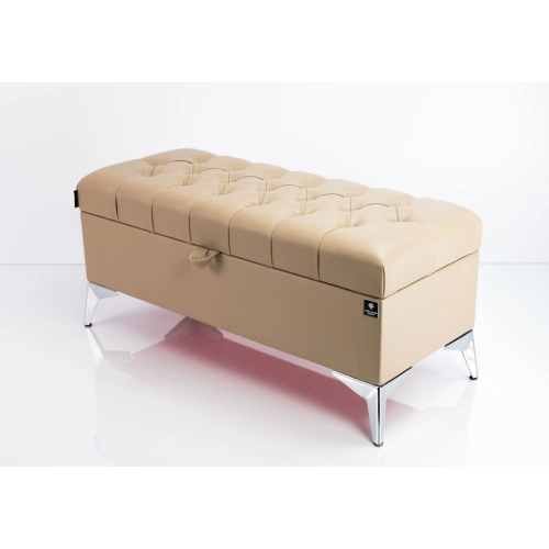 Kufer Pikowany CHESTERFIELD Eko-Skóra Beż / Model Q-2 Rozmiary od 50 cm do 200 cm