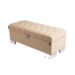 Kufer Pikowany CHESTERFIELD  Eko-Skóra Beż / Model Q-4 Rozmiary od 50 cm do 200 cm