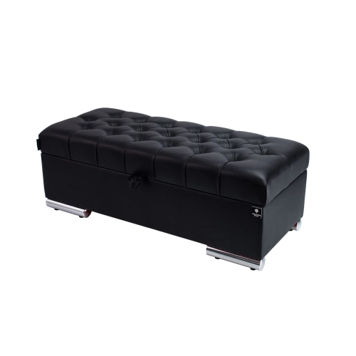 Kufer Pikowany CHESTERFIELD  Eko-Skóra Czarna / Model  Q-6 Rozmiary od 50 cm do 200 cm