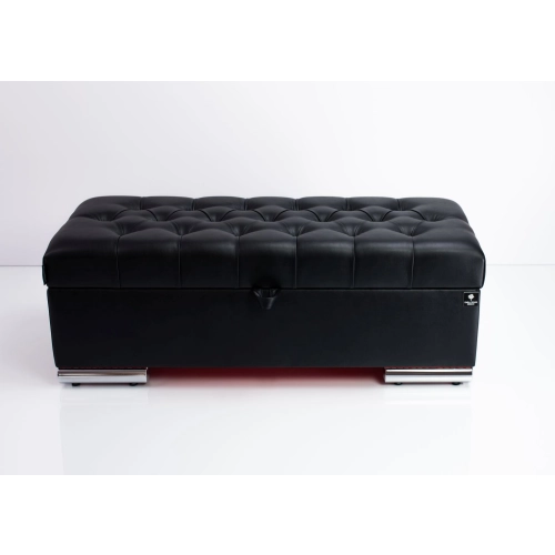 Kufer Pikowany CHESTERFIELD  Eko-Skóra Czarna / Model  Q-6 Rozmiary od 50 cm do 200 cm