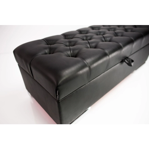 Kufer Pikowany CHESTERFIELD  Eko-Skóra Czarna / Model  Q-6 Rozmiary od 50 cm do 200 cm