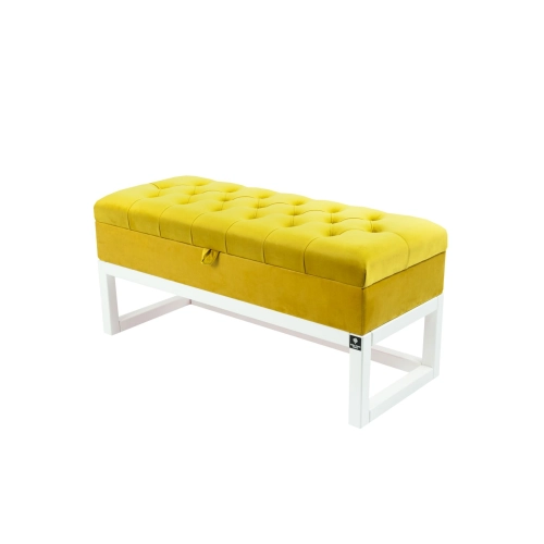 Kufer Pikowany CHESTERFIELD Cytrynowa Żółcień / Model QD-2 Rozmiary od 50 cm do 200 cm