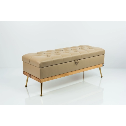 Kufer Pikowany CHESTERFIELD Ekoskóra Beż / Model QD-5 Rozmiary od 50 cm do 140 cm