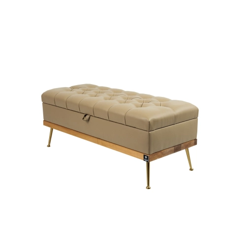 Kufer Pikowany CHESTERFIELD Ekoskóra Beż / Model QD-5 Rozmiary od 50 cm do 140 cm