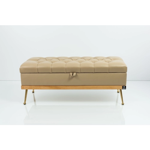 Kufer Pikowany CHESTERFIELD Ekoskóra Beż / Model QD-5 Rozmiary od 50 cm do 140 cm