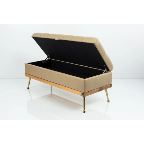 Kufer Pikowany CHESTERFIELD Ekoskóra Beż / Model QD-5 Rozmiary od 50 cm do 140 cm