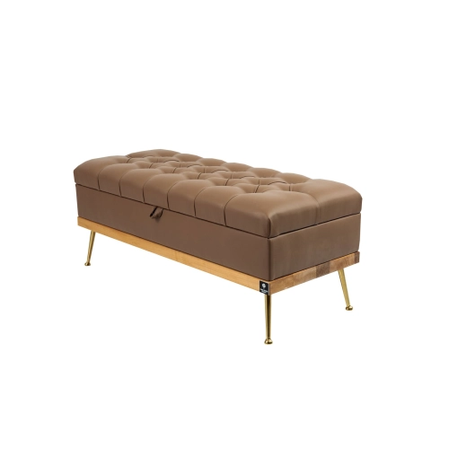 Kufer Pikowany CHESTERFIELD Ekoskóra Brąz / Model QD-5 Rozmiary od 50 cm do 140 cm