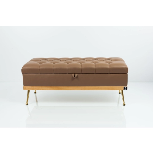 Kufer Pikowany CHESTERFIELD Ekoskóra Brąz / Model QD-5 Rozmiary od 50 cm do 140 cm