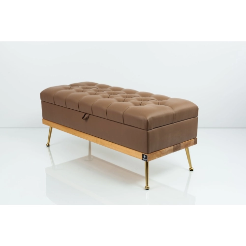 Kufer Pikowany CHESTERFIELD Ekoskóra Brąz / Model QD-5 Rozmiary od 50 cm do 140 cm