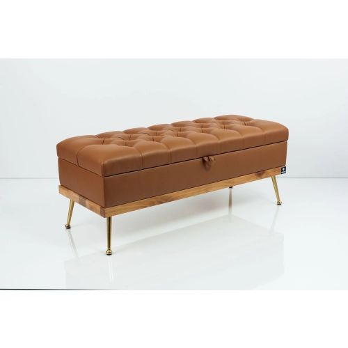 Kufer Pikowany CHESTERFIELD Ekoskóra Brąz / Model QD-5 Rozmiary od 50 cm do 140 cm