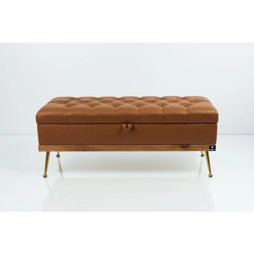 Kufer Pikowany CHESTERFIELD Ekoskóra Brąz / Model QD-5 Rozmiary od 50 cm do 140 cm