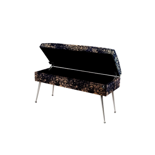 Kufer Tapicerowany Ornament Vintage na Granatowym / Model QG-2 Rozmiary od 50 cm do 140 cm
