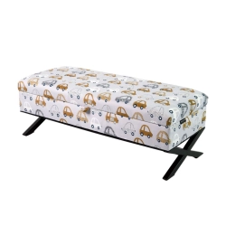 Kufer Tapicerowany Tkanina Auta 01 / Model QM-3 Rozmiary od 50 cm do 200 cm