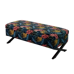 Kufer Tapicerowany Tkanina Kolorowe Liście 01 / Model QM-3 Rozmiary od 50 cm do 200 cm