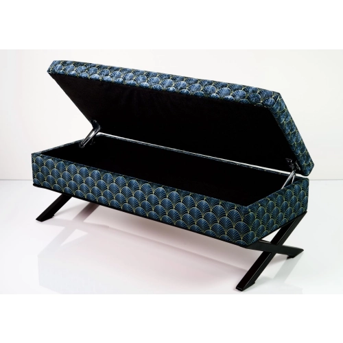 Kufer Tapicerowany Tkanina Wachlarze Artdeco 02 / Model QM-3 Rozmiary od 50 cm do 200 cm