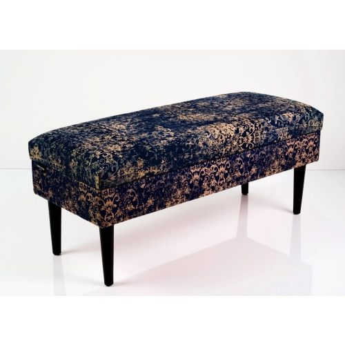 Kufer Tapicerowany Ornament vintage na granatowym / Model QM-9 Rozmiary od 50 cm do 200 cm