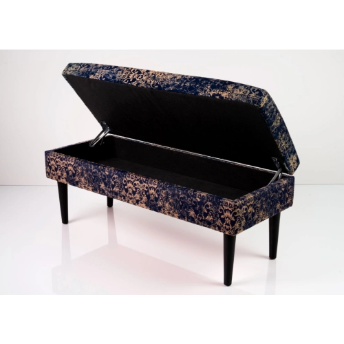 Kufer Tapicerowany Ornament vintage na granatowym / Model QM-9 Rozmiary od 50 cm do 200 cm