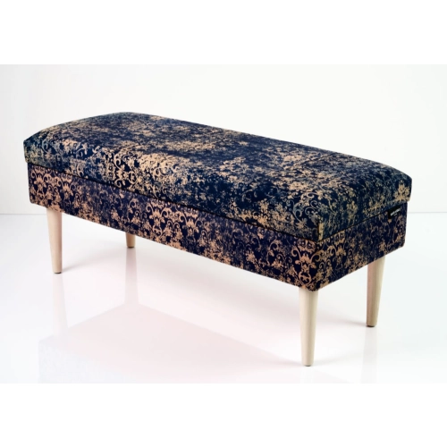 Kufer Tapicerowany Ornament vintage na granatowym / Model QM-9 Rozmiary od 50 cm do 200 cm