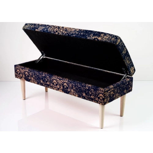 Kufer Tapicerowany Ornament vintage na granatowym / Model QM-9 Rozmiary od 50 cm do 200 cm