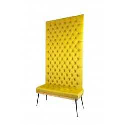 Ławka z Panelem Ściennym Pikowanym Siedzisko Pikowane Cytrynowa Żółcień LPPK-1 Rozmiary od 50 cm do 100 cm