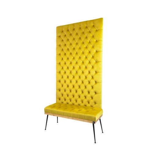 Ławka z Panelem Ściennym Pikowanym Siedzisko Pikowane Cytrynowa Żółcień LPPK-1 Rozmiary od 50 cm do 100 cm