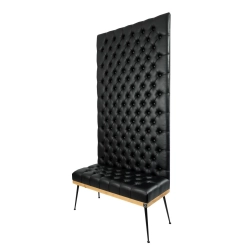 Ławka z Panelem Ściennym Pikowanym Siedzisko Pikowane Ekoskóra Czarna LPPK-1 Rozmiary od 50 cm do 100 cm