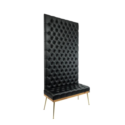 Ławka z Panelem Ściennym Pikowanym Siedzisko Pikowane Ekoskóra Czarna LPPK-1 Rozmiary od 50 cm do 100 cm