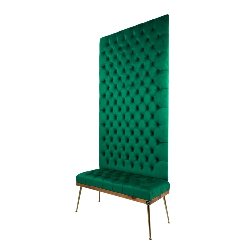 Ławka z Panelem Ściennym Pikowanym Siedzisko Pikowane Butelkowa Zieleń LPPK-1 Rozmiary od 50 cm do 100 cm