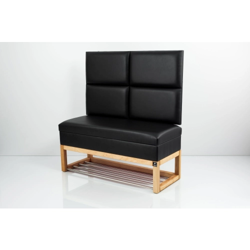 Mini Kufer z Panelem Ściennym Siedzisko Gładkie Ekoskóra Czarna LPPK-100 Rozmiary od 50 cm do 100 cm