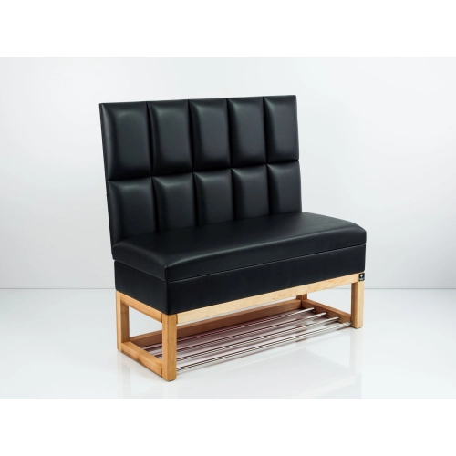 Mini Kufer z Panelem Ściennym Siedzisko Gładkie Ekoskóra Czarna LPPK-101 Rozmiary od 50 cm do 100 cm