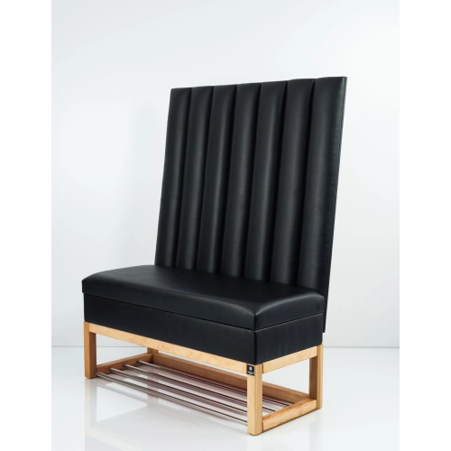 Mini Kufer z Panelem Ściennym Siedzisko Gładkie Ekoskóra Czarna LPPK-102 Rozmiary od 50 cm do 100 cm