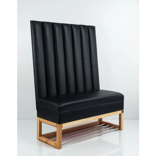 Mini Kufer z Panelem Ściennym Siedzisko Gładkie Ekoskóra Czarna LPPK-102 Rozmiary od 50 cm do 100 cm