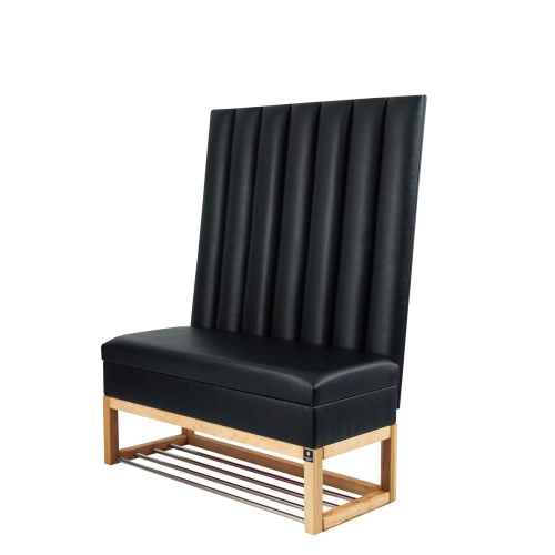 Mini Kufer z Panelem Ściennym Siedzisko Gładkie Ekoskóra Czarna LPPK-102 Rozmiary od 50 cm do 100 cm