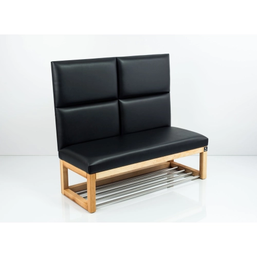 Ławka z Panelem Ściennym Gładkim Siedzisko Gładkie Ekoskóra Czarna LPPK-104 Rozmiary od 50 cm do 100 cm