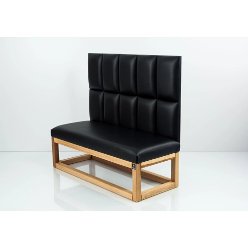 Ławka z Panelem Ściennym Gładkim Siedzisko Gładkie Ekoskóra Czarna LPPK-107 Rozmiary od 50 cm do 100 cm